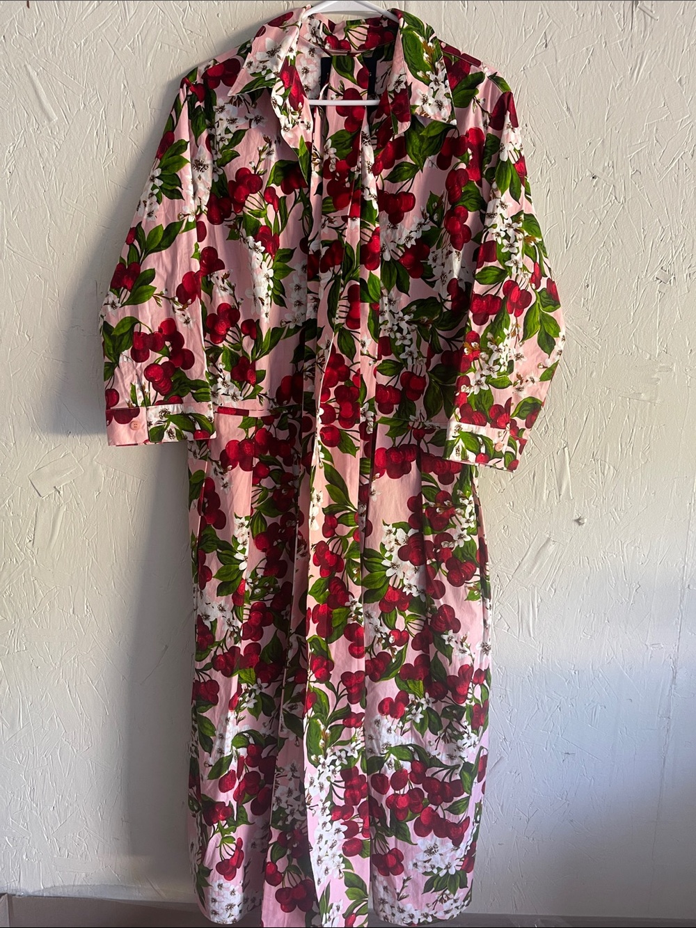 SAMANTHA SUNG Pink Floral Cherry Print Long Dress